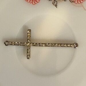 Source Unknown Silver Cross with Crystals
